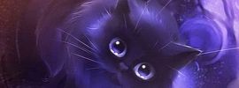 Черный кот с фиолетовыми глазами