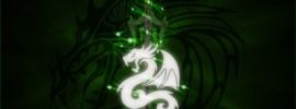 Зеленый дракон на черном фоне
