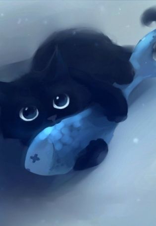Кот на синем фоне
