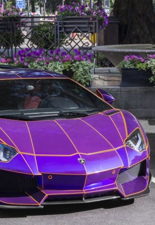 Фиолетовый фон с машиной
