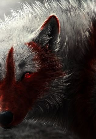 Черный волк с красными глазами