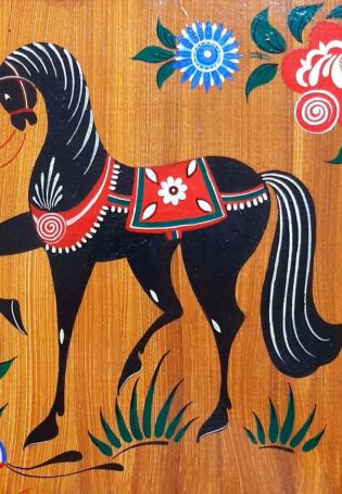 Городецкая роспись лошадь