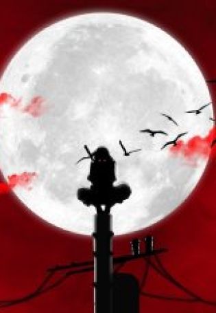 Самурай на фоне луны