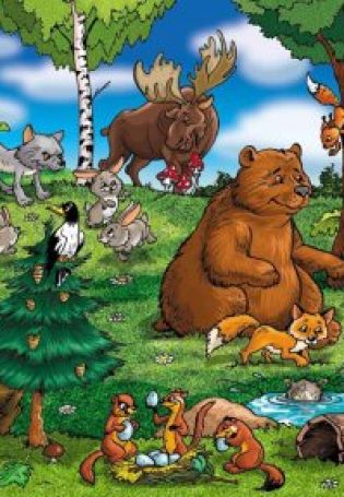 Картинки лес с животными
