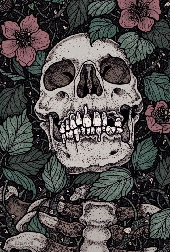 Скелет с цветами