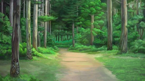 Обои нарисованный лес