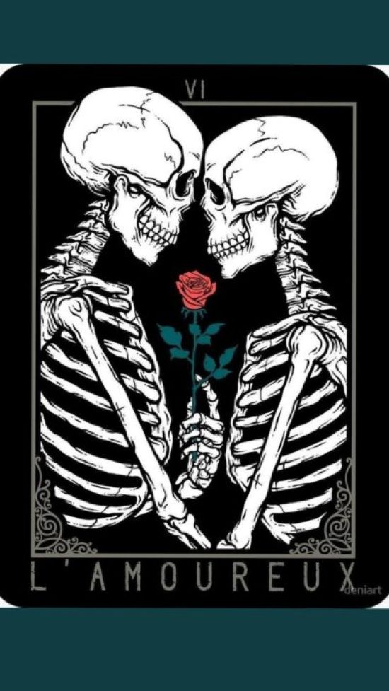 Парные обои скелет с сердечком