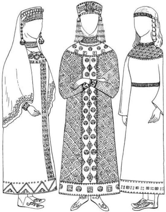 Женский народный костюм рисунок