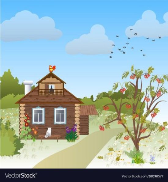 Рисунок деревенский дом