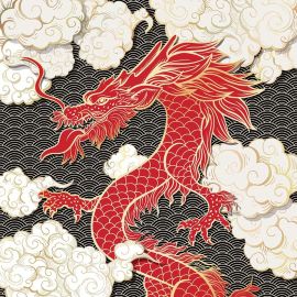 Красный японский дракон