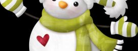 Снеговики в шапочках и шарфиках