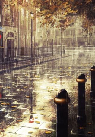 Дождь в городе фон
