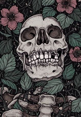 Скелет с цветами