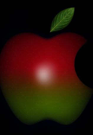 Зеленое яблоко на черном фоне обои