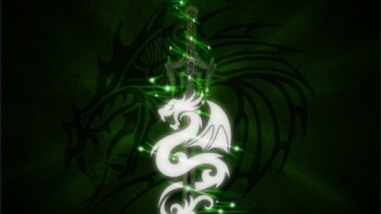 Зеленый дракон на черном фоне