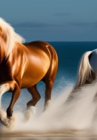 Белая лошадь бегущая из воды картинки