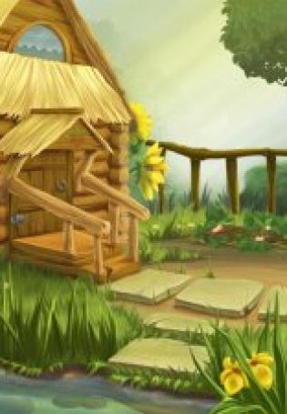 Рисунок домик в деревне
