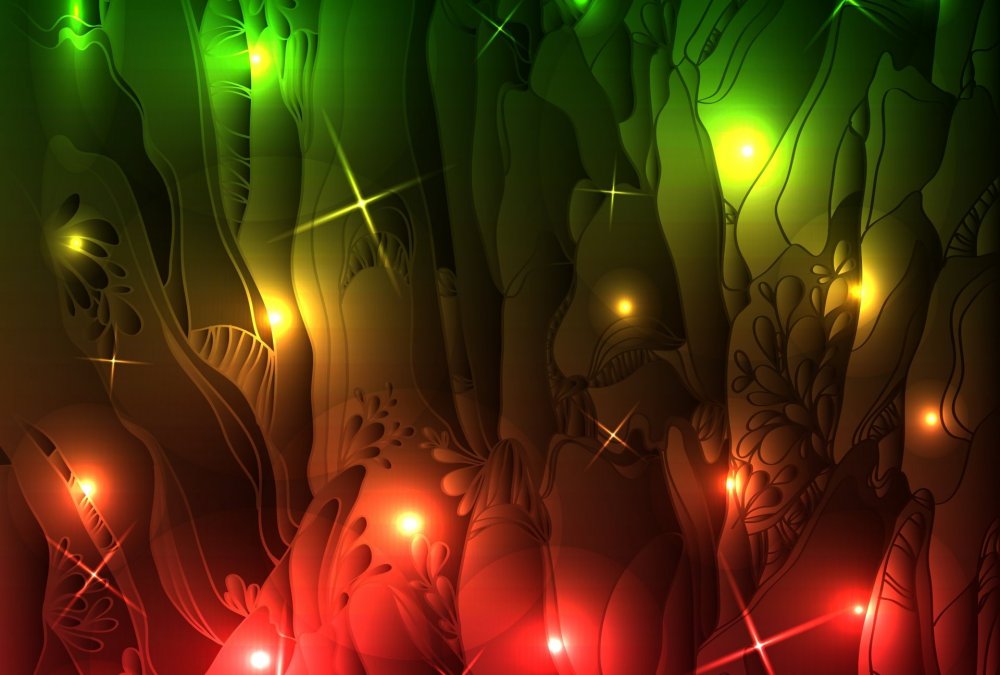 Абстракция в красно-зеленых тонах