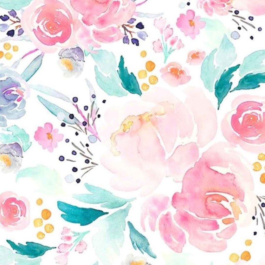 Паттерны с цветами акварель