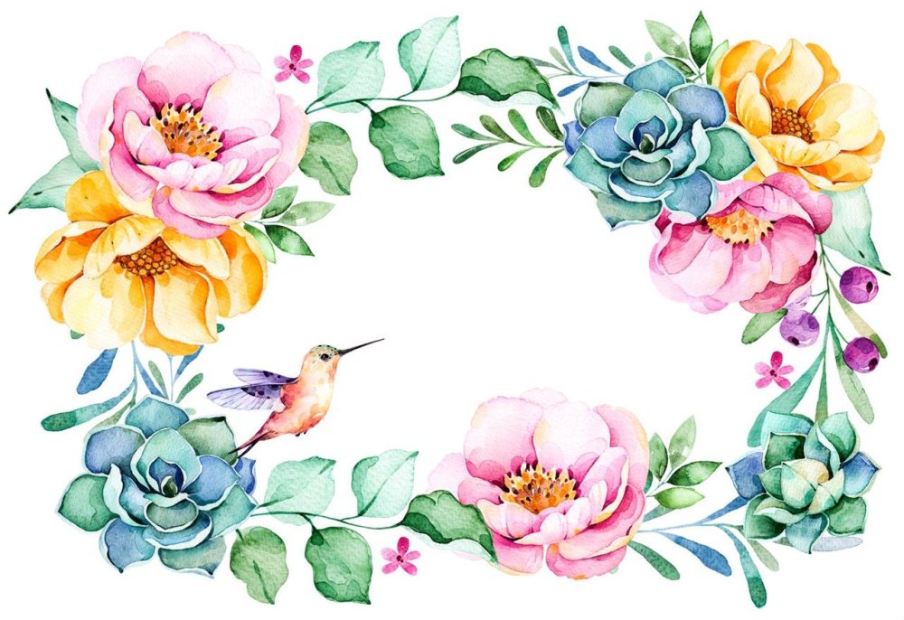 Рамка из цветов акварель