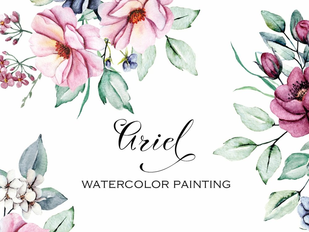 Акварельные цветы для пригласительных