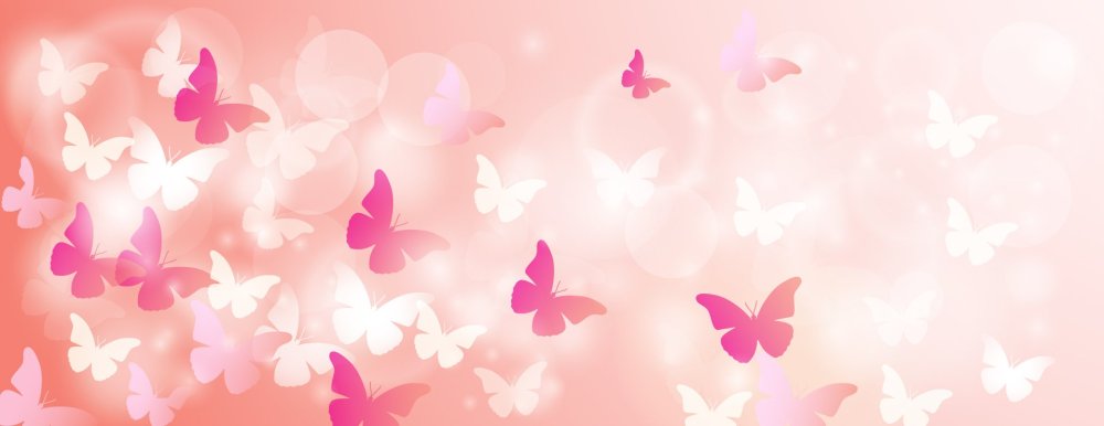 Розовый фон с бабочками