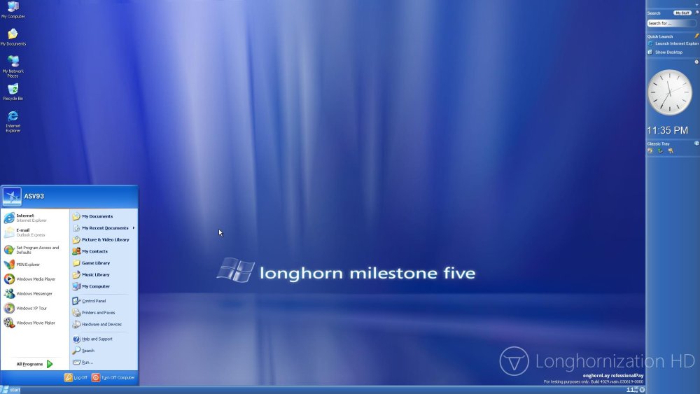 Виндовс лонгхорн рабочий стол