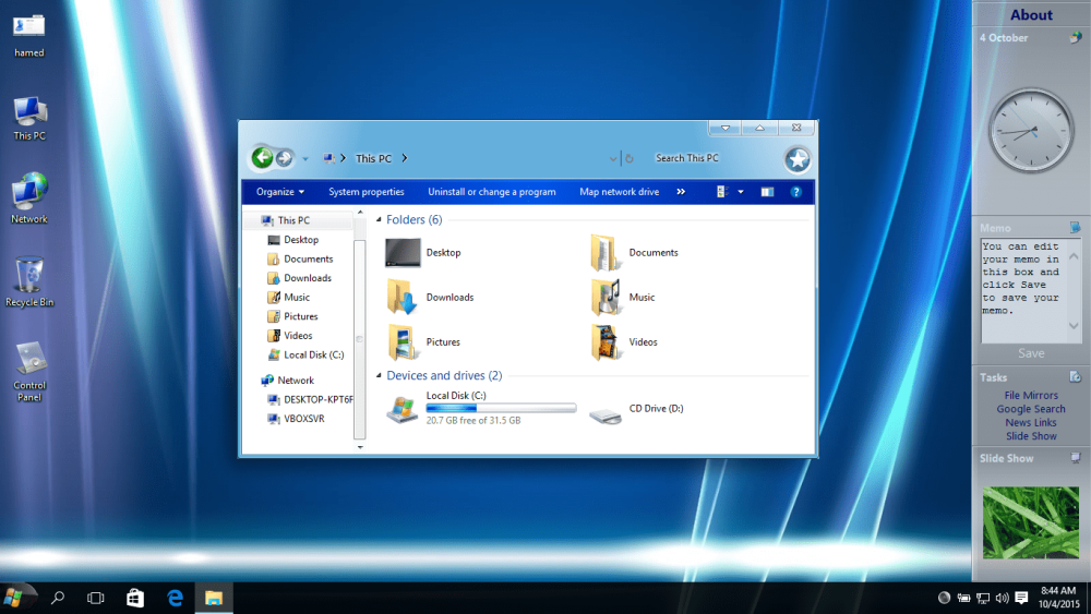 Windows Longhorn рабочий стол