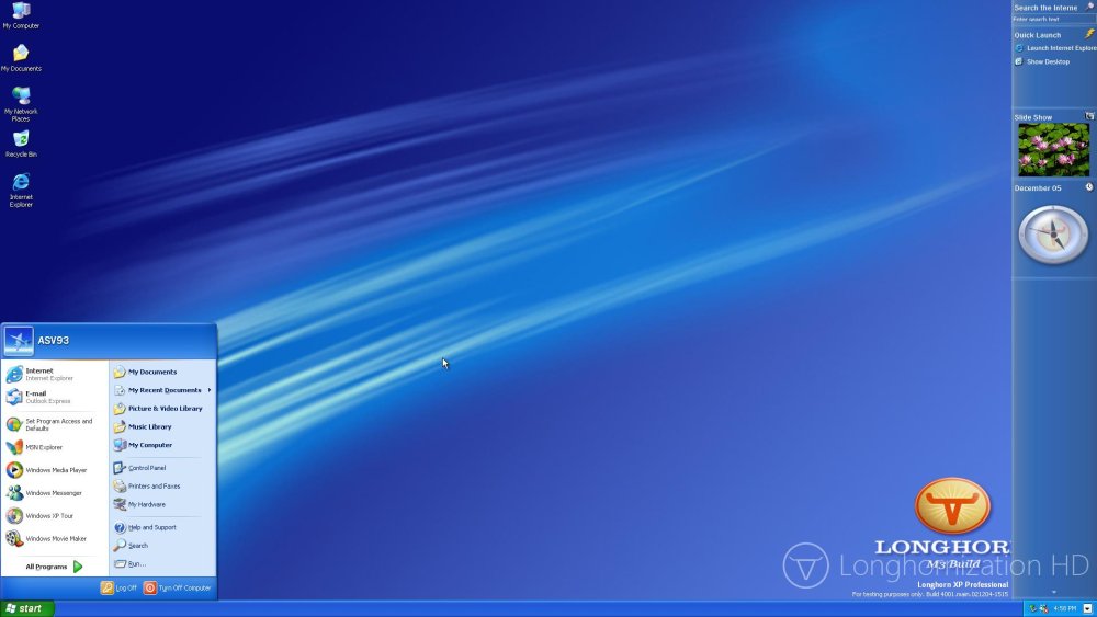 Windows Longhorn рабочий стол