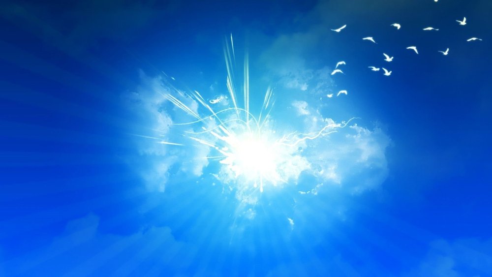 Солнце на голубом небе