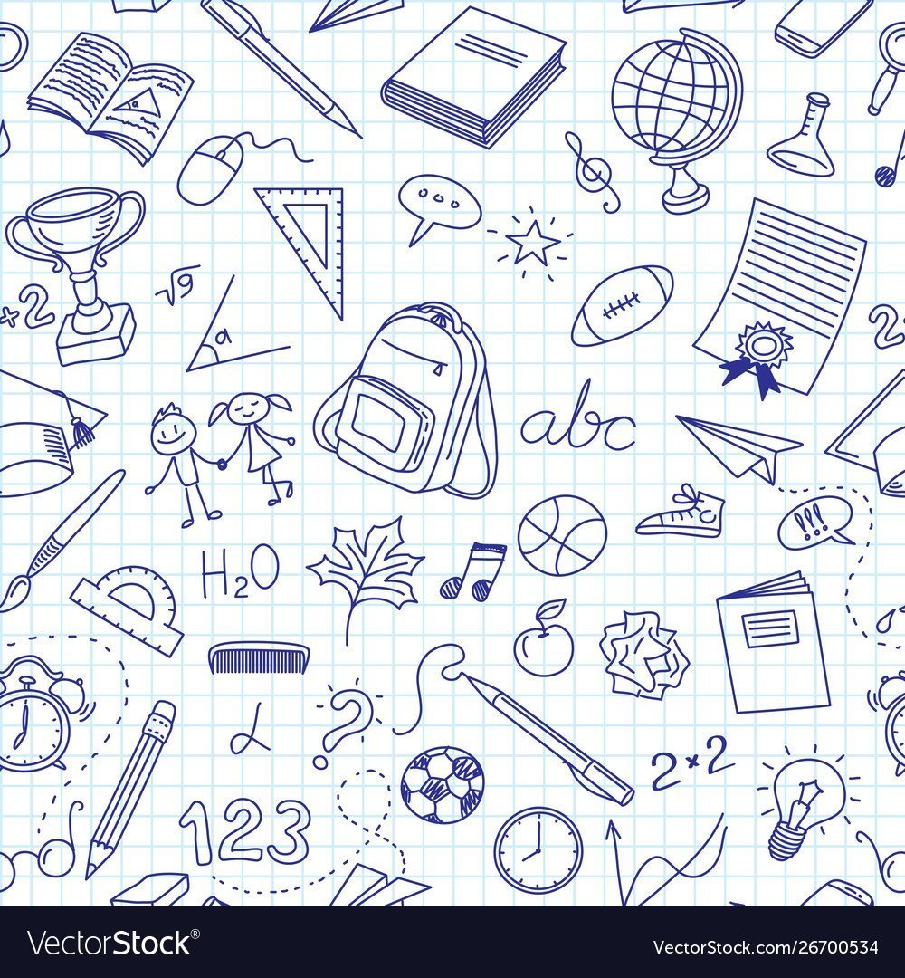 Паттерн из школьных принадлежностей