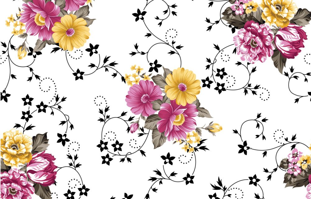 Цветочный принт на прозрачном фоне