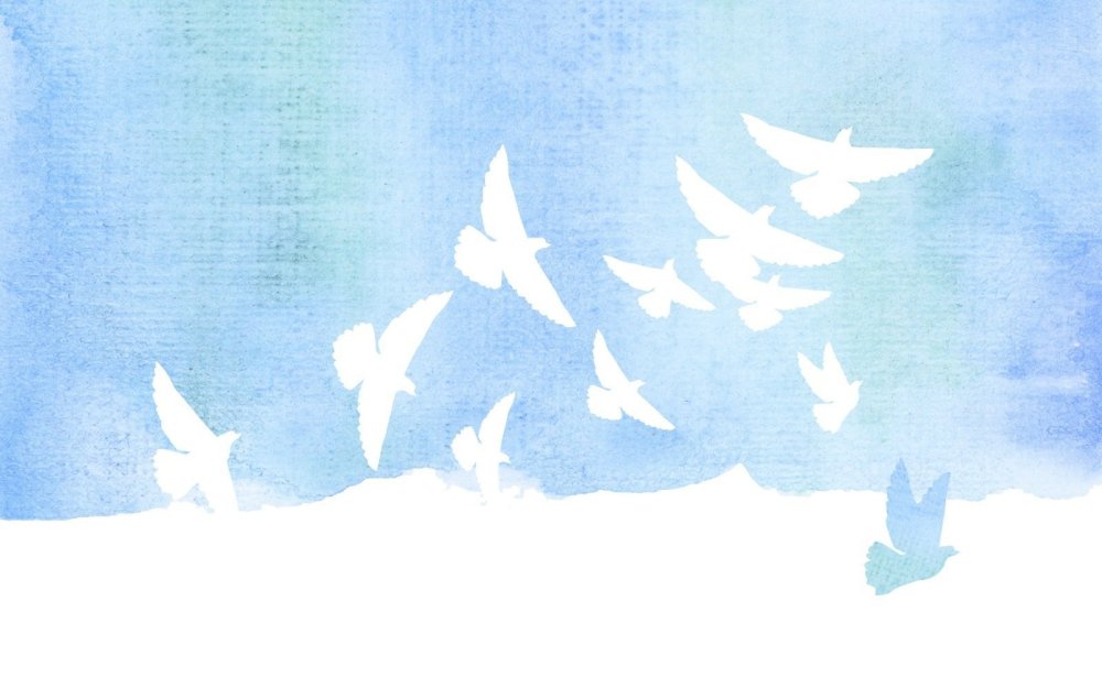 Голубой фон с голубями