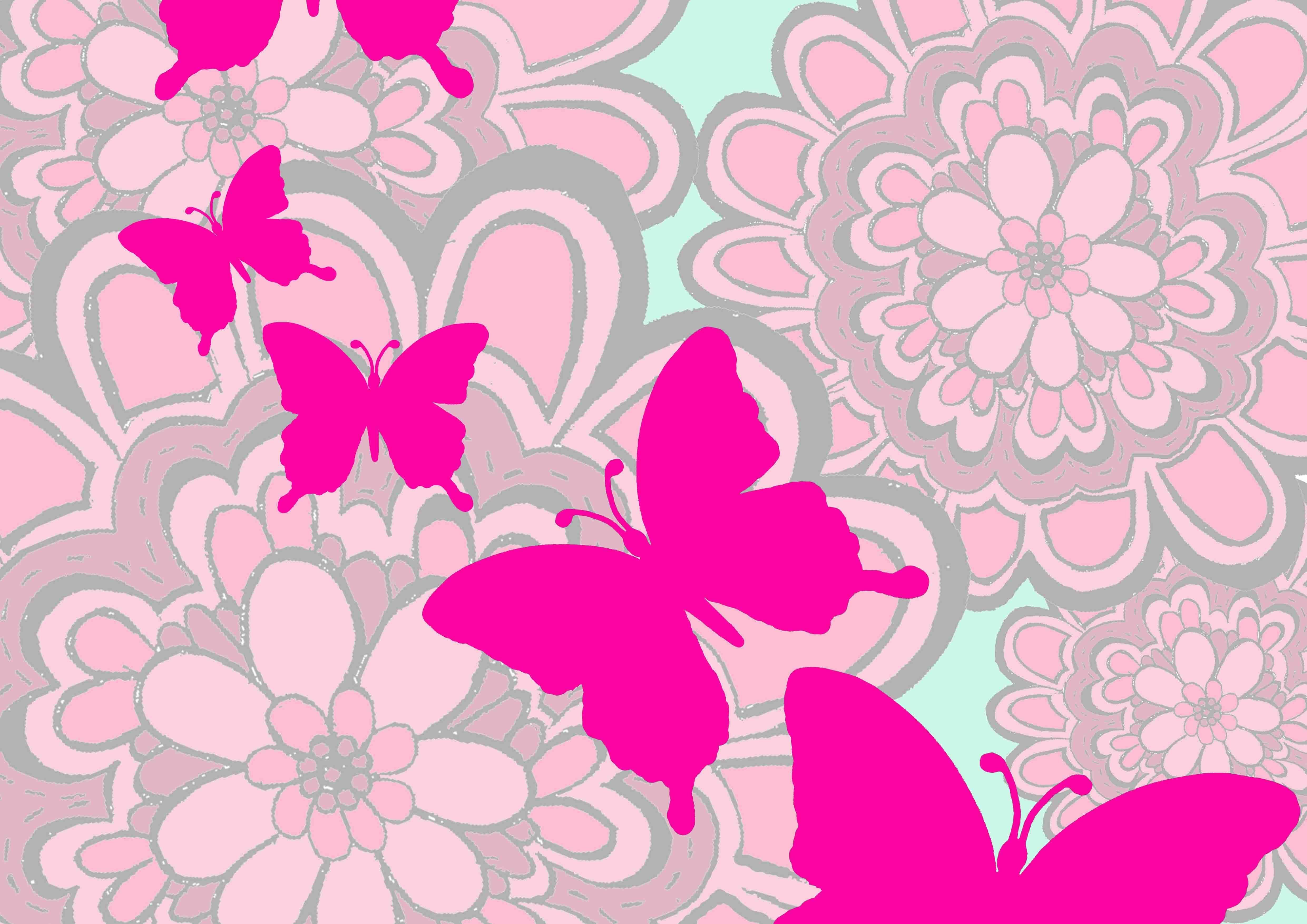 Бабочки розовые фон