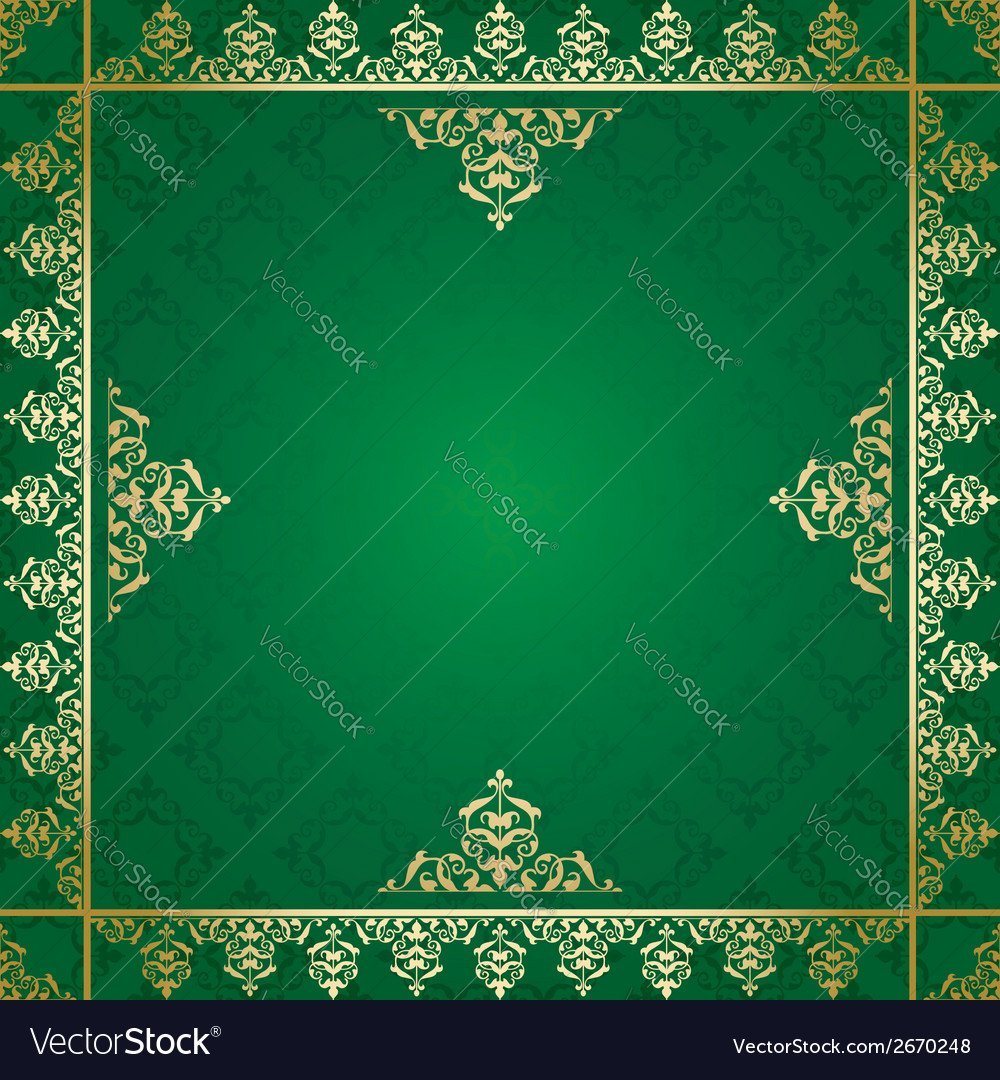 Церковные узоры зеленый с золотом