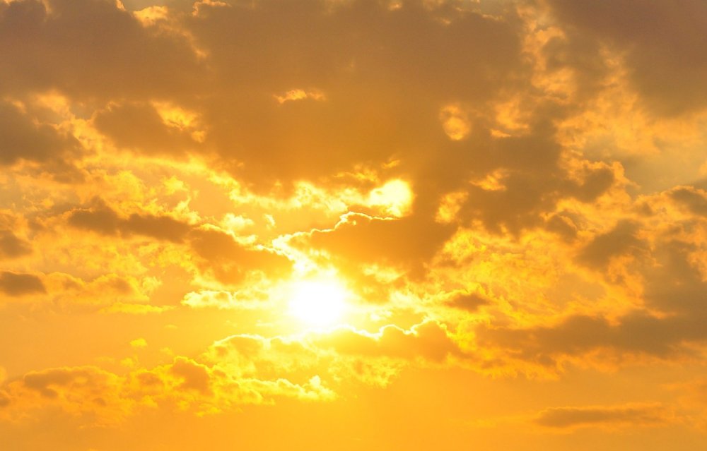 Луг голубое небо солнце