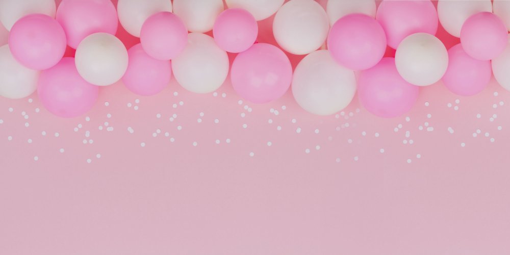 Фон с воздушными шариками розовые оттенки