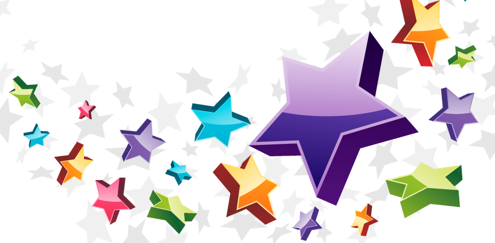 Цветные звезды на прозрачном фоне