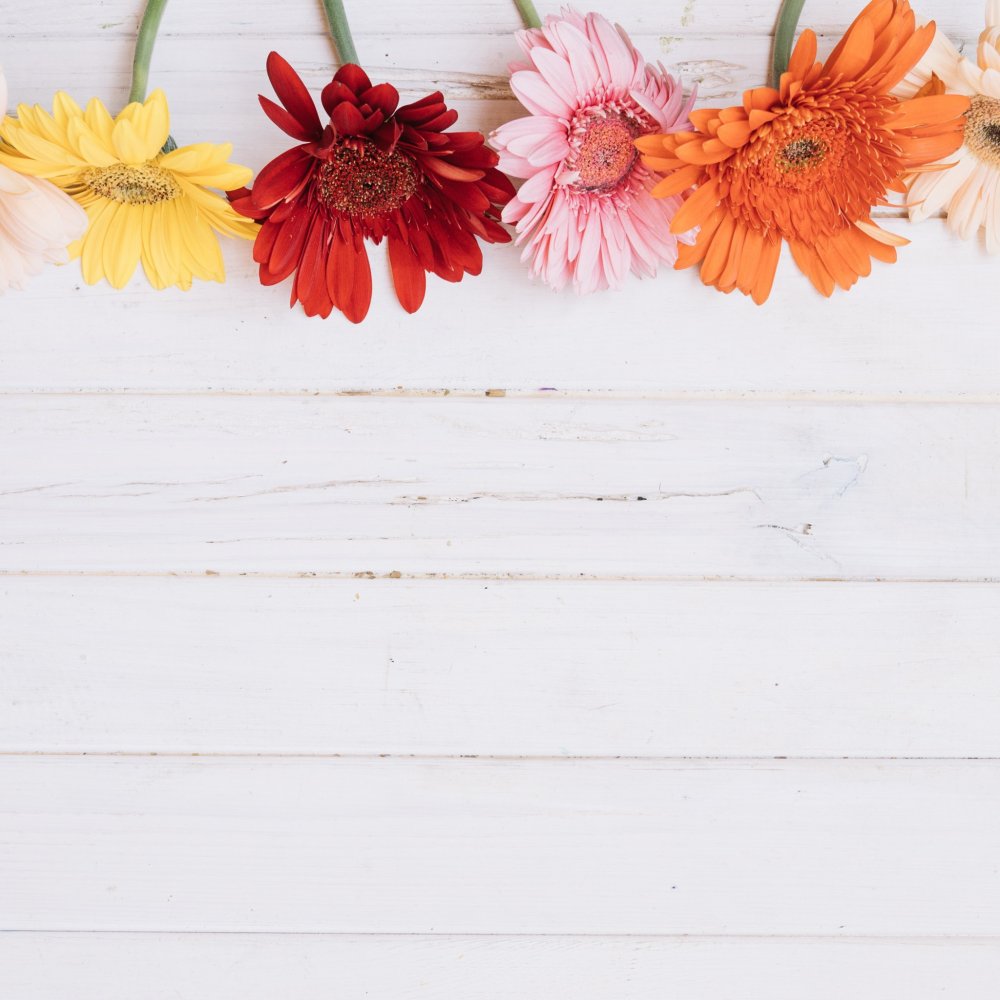 Цветы на деревянном фоне