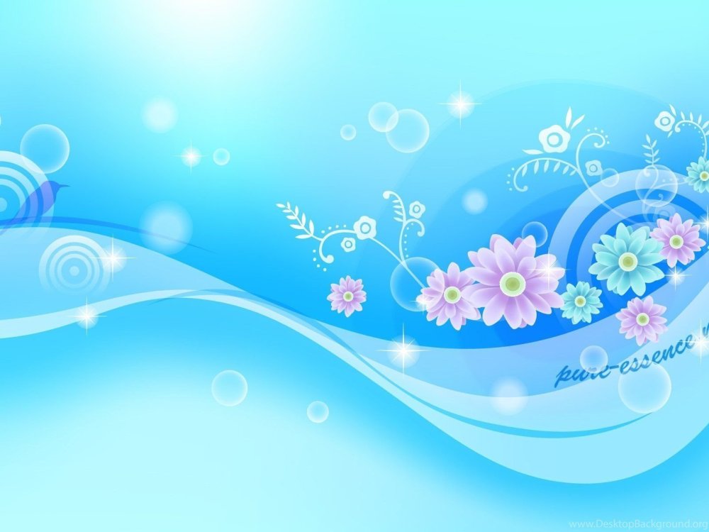 Голубой фон с цветочками