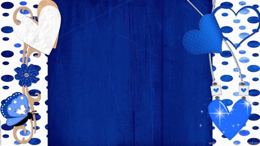 Синий фон с сердечками