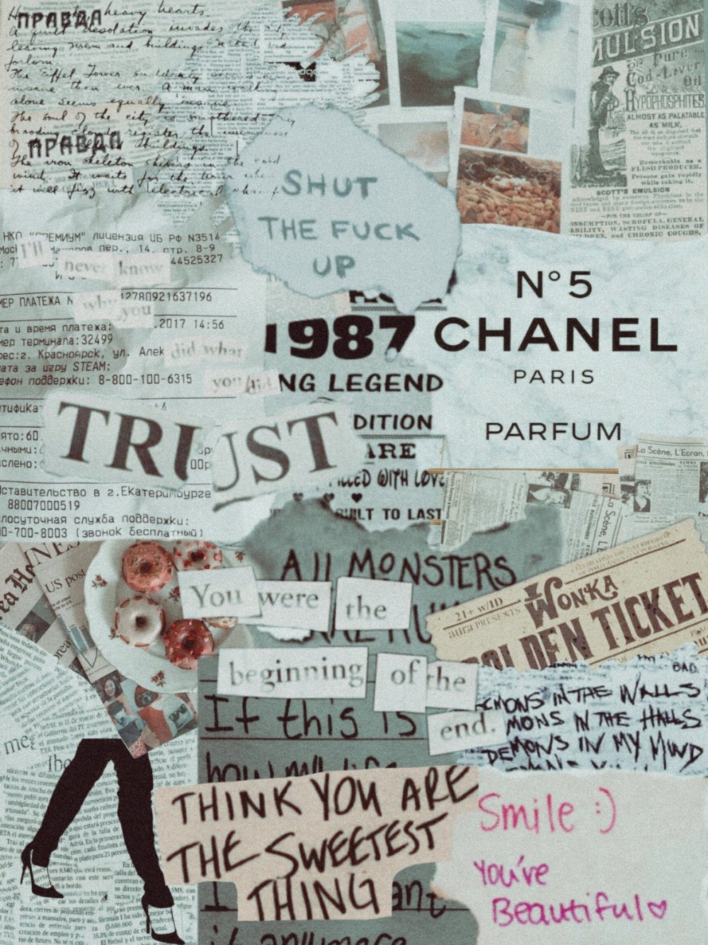 Обои в стиле газеты