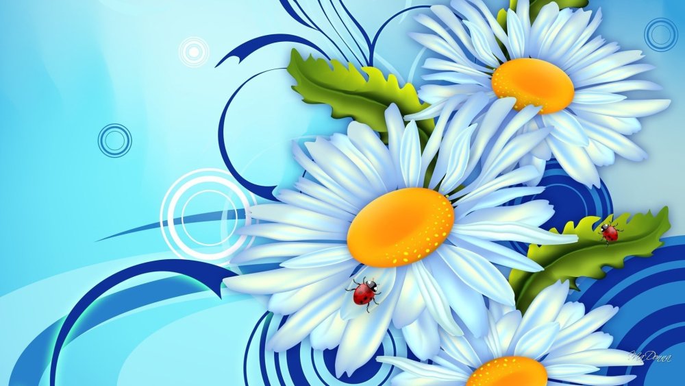 Фон с цветами и бабочками