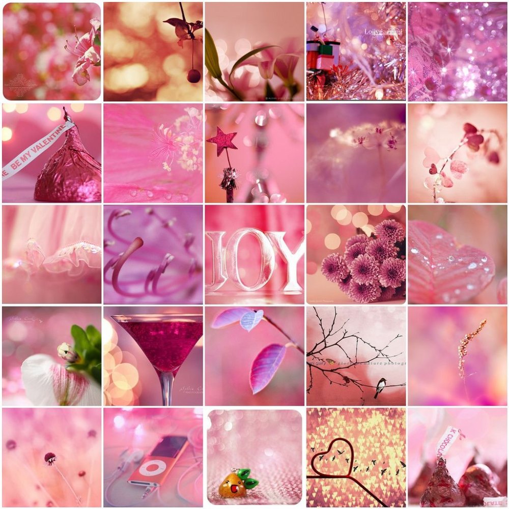 Коллаж в розовых тонах