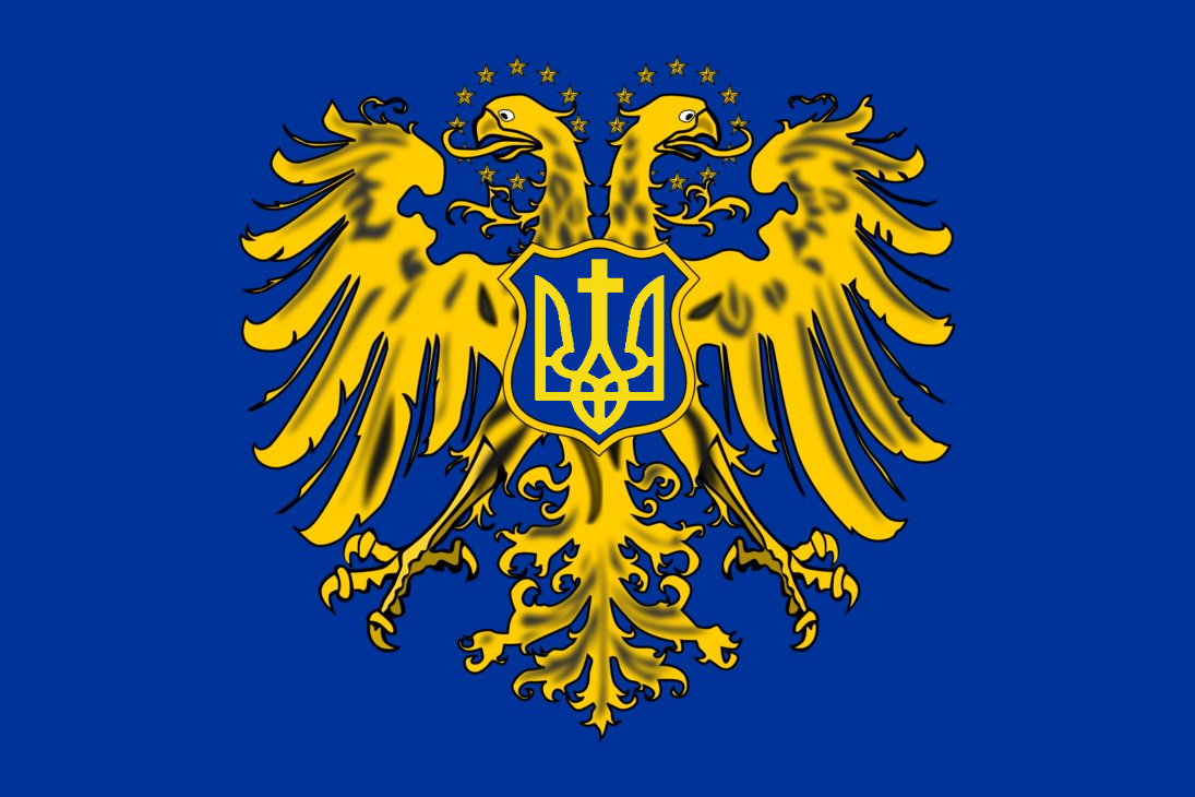 Флаг синий желтый с гербом