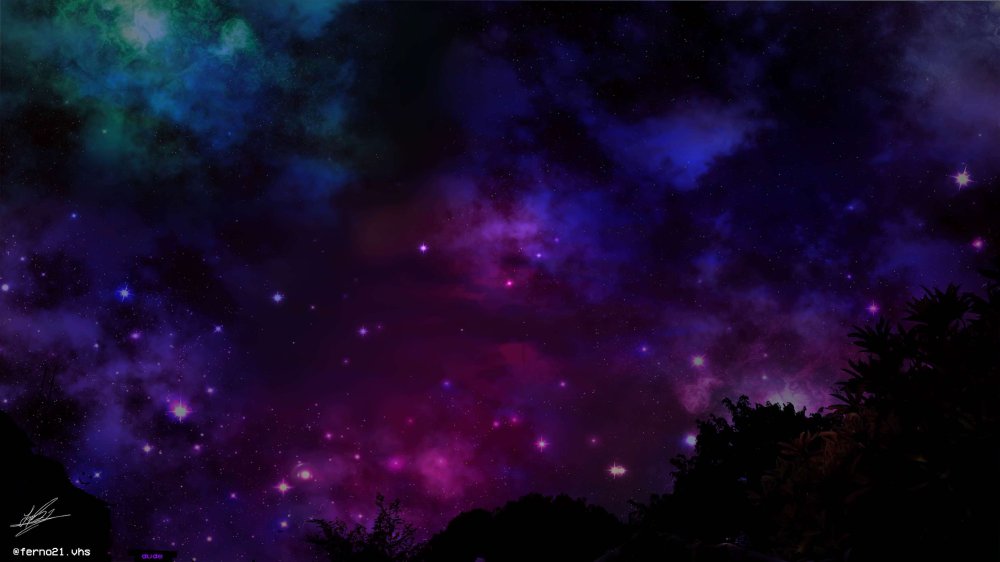 Сине фиолетовое небо со звездами