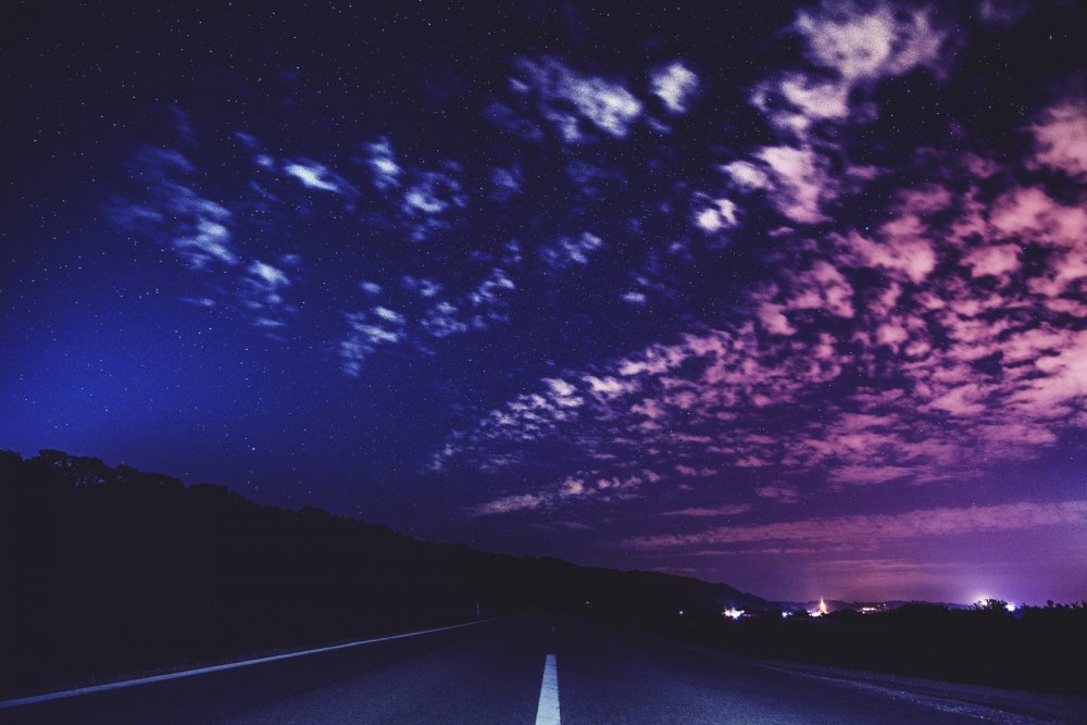 Природа ночью звезды дорога