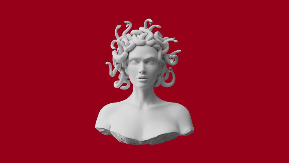 Статуя на черном фоне