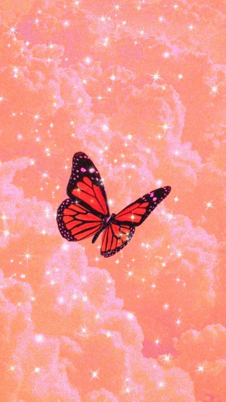 Бабочка на розовом фоне Эстетика