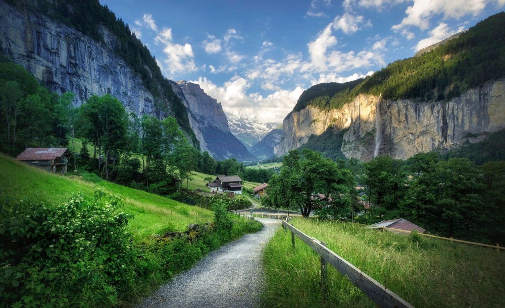 Швейцария деревня Лаутербруннен HD